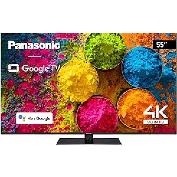 Panasonic TX-55MX700E, 55 collu 4K Ultra HD LED Smart 2023 televizors, augsta dinamiskā diapazona (HDR), Dolby Atmos un Dolby Vision, Google TV, Google Assistant, Chromecast, Midfoot, melns