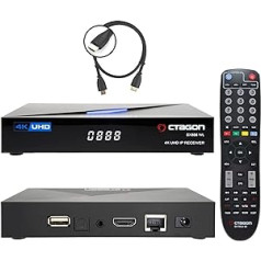 Octagon SX888 V2 WL 4K Smart TV Box + HM-SAT HDMI Cable, 2 Operating Systems: Define OS + E2 Linux, with PVR Recording Function, Sat to IP Receiver, Media Library, YouTube WebRadio, Multiboot, WiFi