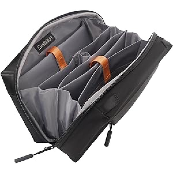 Cwatcun 4L soma Kameras piederumi Uzglabāšanas soma Tech Pouch Mini kabelim, digitālā kamera, mobilo tālruņu akumulatori, lādētāji, fotografēšanas SD karšu organizācija, mazs, pārnēsājams, melns, kameras maciņš