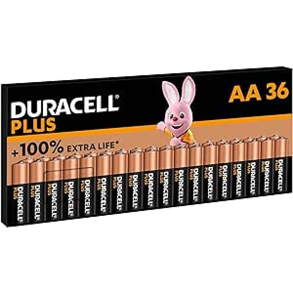 Duracell Plus AA Mignon sārma baterijas, 1,5 V LR6 MN1500, iepakojumā 36 (ekskluzīvi Amazon)