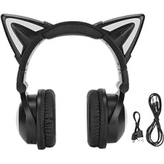 Sxhlseller Bluetooth austiņas, cute Cat Ear bezvadu austiņas, stereoaustiņas ar mikrofonu, LED austiņas bērniem, pusaudžiem, pieaugušajiem, sievietēm un kaķu mīļotājiem