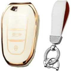 HIBEYO Smart Key Case Piemērots Peugeot Soft TPU aizsargājošajam automašīnas atslēgas maciņam Peugeot 301-307-308 priekš Citroen C4L-C3-C5-XR priekš Opel Grandland X atslēgu piekariņa atslēgas kastītes balts