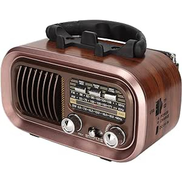 Bewinner portatīvais retro radio skaļrunis, daudzfunkcionāls Bluetooth vintage radio ar mobilā tālruņa turētāju, FM AM SW 3 joslu radio vecmodīgā klasiskā stilā mājām, dāvanām, ceļojumiem (RXBT628)