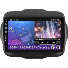 9 collu 2 DIN Android 10 automašīnas radio stereo ierīcei Jeep Renegade 2015-2019 radio ar GPS navigāciju Atbalsta Bluetooth DAB+ USB Android automašīnas WiFi 4G MirrorLink RDS USB 6G + 128G