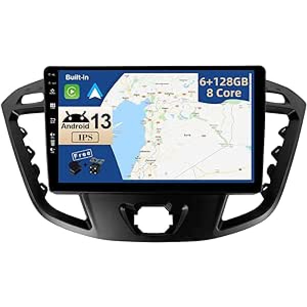 JOYX — [6G+128G] — Android 12 IPS automašīnas radio piemērots Ford Tourneo Transit Custom (2013-2021) — bezvadu CarPlay/Android Car/DSP — LED kamera un mikrofons — 9 collu 2 DIN — DAB SWC WiFi Fast Boot 360 kamera