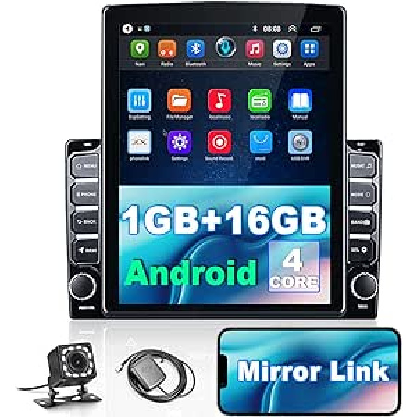 CAMECHO 2022 Car Radio 2 DIN Android 10, 9,7 collu vertikāls skārienekrāns Bluetooth WiFi USB FM radio automašīnas atskaņotājs Stereo spoguļa saites atpakaļgaitas kamera