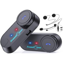 „FreedConn“ motociklo šalmas „Bluetooth“ TCOMVB dviejų krypčių 800M 2 komplektų šalmo domofono ausinės, skirtos visam veidui ir apverčiamam šalmui (FM radijas / atsparus vandeniui / kietasis mikrofonas + minkštas mikrofonas)