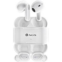 NGS ARTICA Duo White — divas neatkarīgas bezvadu austiņas, saderīgas ar True Wireless Stereo un Bluetooth 5.1, skārienvadība, 30 stundu akumulatora darbības laiks, balta