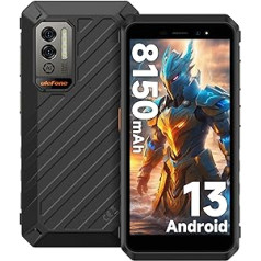 Ulefone Power Armor X11 Outdoor mobilais tālrunis 8150 mAh 8GB + 32GB/256GB SD Android 13 viedtālrunis bez līguma, 16MP + 5MP kamera 5,45 collu HD+ IP68 ūdensizturīgs triecienizturīgs 4G Dual SIM Face ID NFC OTG