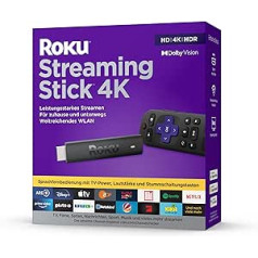 Roku Streaming Stick 4K | 4K/HDR/Dolby Vision Streaming Media Player | Veikia tik Vokietijoje