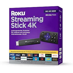 Roku Streaming Stick 4K | 4K/HDR/Dolby Vision straumēšanas multivides atskaņotājs | Strādā tikai Vācijā