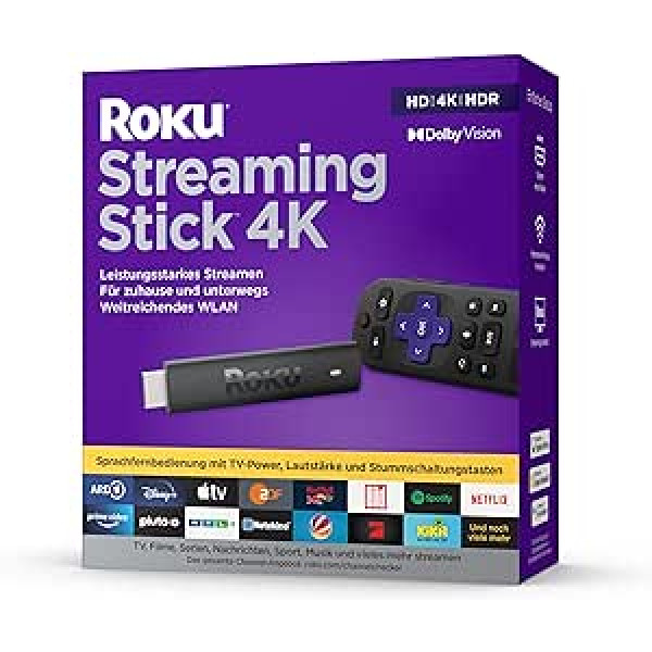 Roku Streaming Stick 4K | 4K/HDR/Dolby Vision Streaming Media Player | Veikia tik Vokietijoje