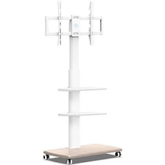 FITUEYES TV Floor Stand Rollable with 3 Shelves TV Stand TV Stand TV Stand with Wheels Height Adjustable Swivel for 32 to 70 Inch Flat Screen up to 40 kg Max. VESA 400 x 600