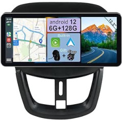 YUNTX Android 12 automašīnas radio ar Navi [IPS 12,3 collu-6G+128G], kas paredzēts Peugeot 207(2006-2015) [Iebūvēts bezvadu CarPlay/Android Car/GPS] Bezmaksas kamera + MIC Bluetooth 5.0/Mirror Link/DAB/. Stūres vadība