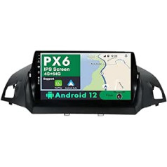 JOYX PX6 Android 10 automašīnas radio piemērots Ford Kuga (2013-2018) - [4G + 64G] - Atpakaļskata kamera bez maksas - 2 DIN - 9 collas - Atbalsta DAB stūres vadību 4G WiFi BT Carplay Android Car HDMI 4K