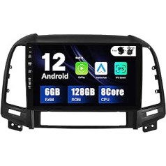 SXAUTO - 6G + 128G - Android 12 IPS Car Radio priekš Hyundai Santa FE (2006-2012) - Iebūvēts Carplay/Android Car/DSP - LED kamera + MIC - DAB stūres vadība Fast Boat 360-CAM WiFi - 2 DIN 9 collu