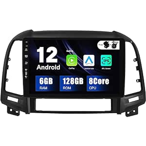 SXAUTO - 6G + 128G - Android 12 IPS Car Radio priekš Hyundai Santa FE (2006-2012) - Iebūvēts Carplay/Android Car/DSP - LED kamera + MIC - DAB stūres vadība Fast Boat 360-CAM WiFi - 2 DIN 9 collu