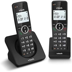 VTech ES2001 Cordless DECT Telephone with 2 Handsets with Call Blocker, Volume Control, Caller Identification/Answering Machine, 18 Hours Battery Life, Display and Keyboard with