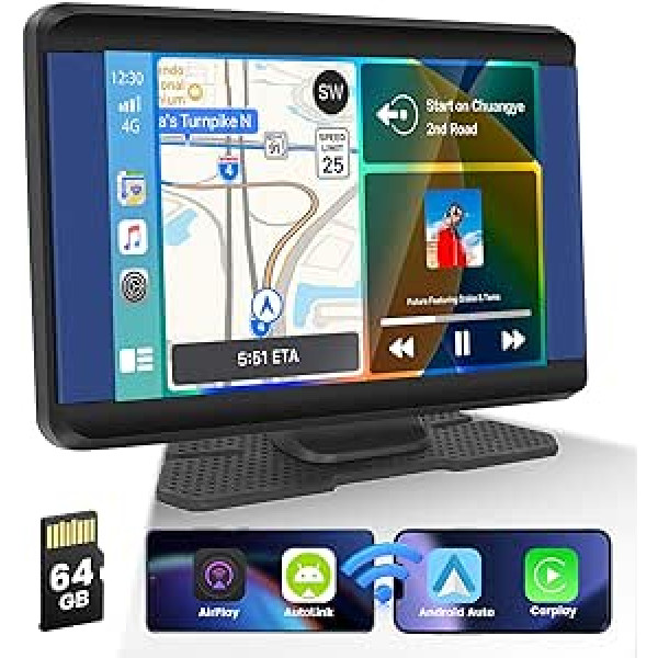 Hikity bezvadu Carplay automašīnas radio pārnēsājamas navigācijas ierīces automašīnām 7 collu skārienekrāna automašīnas radio ar Android automašīnas Bluetooth Mirror Link FM raidītāju Siri Google visiem automašīnu tipiem