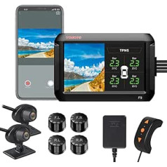 VSYSTO Dash Cam automašīnām HD 1080P automašīnu kameras 4 collu IPS ekrāns aizmugurējā sēdeklī Baby Monitor Riepu spiediena sensors Braukšanas ieraksts ar WiFi GPS cilpas ierakstīšanu (Dual Same 1080P kameras)