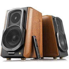 Edifier S1000MKII 2.0 Audiophile aktyvus lentyninis garsiakalbis, 120 vatų garsiakalbis, Bluetooth 5.0 su aptX HD, optinė įvestis, aktyvus monitoriaus artimojo lauko garsiakalbis su D klasės stiprintuvu, mediena