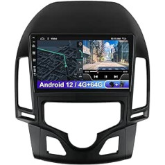 9 collu Android 12 automašīnas radio priekš Hyundai I30 2006-2011, bez GPS, 2 din atpakaļskata kamera, Carplay, DSP atbalsts, DAB/Stūres vadība/WiFi/Bluetooth/Mirrorlink/RDS/USB (4G+64G)