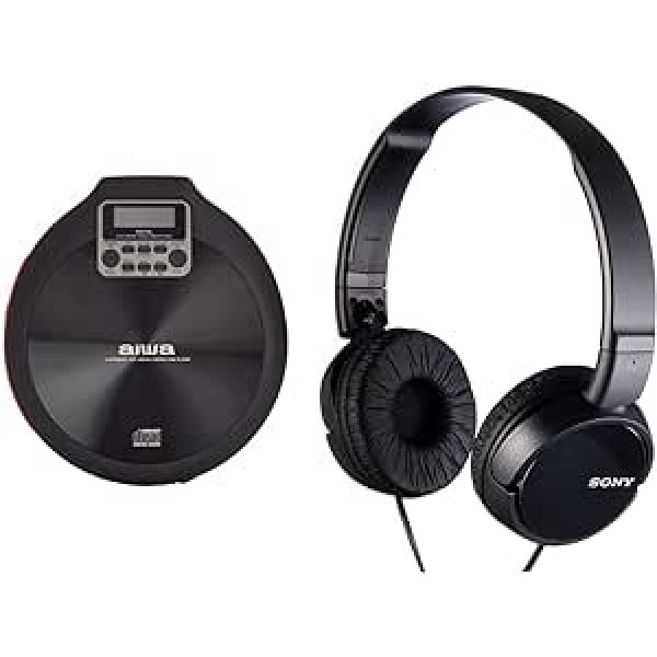 CD atskaņotājs AIWA PCD-810RD sarkans/melns un Sony MDR-ZX110 salokāmas austiņas, melnas