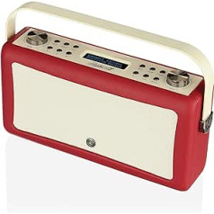 VQ Hepburn Mk II Tragbares DAB & DAB+ Radio mit LCD-Display, Bluetooth, Digitale Radioweckfunktion und FM. Entweder über Netzstrom oder Batterie Betrieben Wird - Rot