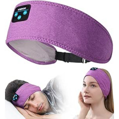 Voerou Sleep Austiņas, Regulējama Bluetooth galvas stīpa, Bezvadu austiņas, Mazgājamas miega mūzikas austiņas, Tehnoloģijas sīkrīki sānu guļamiem, Treniņi, Skriešana, Joga, Bezmiegs, Ceļojumi