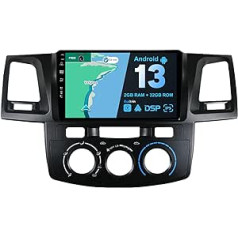 BXLIYER Android 13 IPS Autoradio Passt für Toyota Fortuner Hilux (2005-2007) — Eingebautes CarPlay Android Auto — KOSTENLOS Rückfahrkamera — 2G+32G — 9 Zoll 2 Din — DAB Lenkradsteuerung Fast-boot WIFI