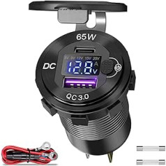 USB Socket with Switch, Car Charger Socket QC 3.0