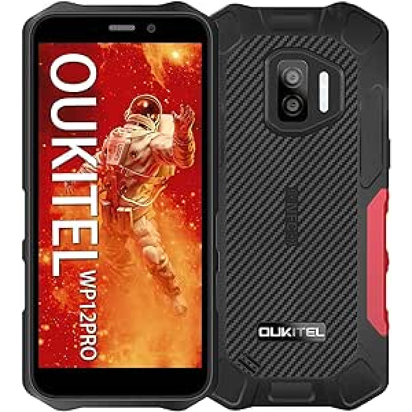 OUKITEL WP12 Pro āra viedtālrunis bez līguma, Android 11 āra mobilais tālrunis, 4 GB + 64 GB, divas SIM kartes 4G, IP68 IP69K ūdensizturīgs, 4000 mAh, 13 MP trīskārša kamera, 5,5 collu trīskāršā kameras sejas ID NFC