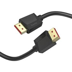 Hama Displayport Cable 2 m Long DP Cable 1.4 (Display Port Cable with Ultra HD 8k @ 60 Hz, Monitor Cable with Plastic Sheath, DisplayPort Cable for Connecting PC/Notebook to Monitor, TV or Projector)