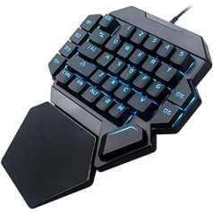 Tastatūra ar vienu roku, RGB apgaismojoša spēļu mehāniskā tastatūra ar makro izšķirtspējas funkciju, USB fona apgaismojuma tastatūra ar 35 taustiņiem priekš Win 2000/Win XP/Vista/Win7/Win8/WIN10