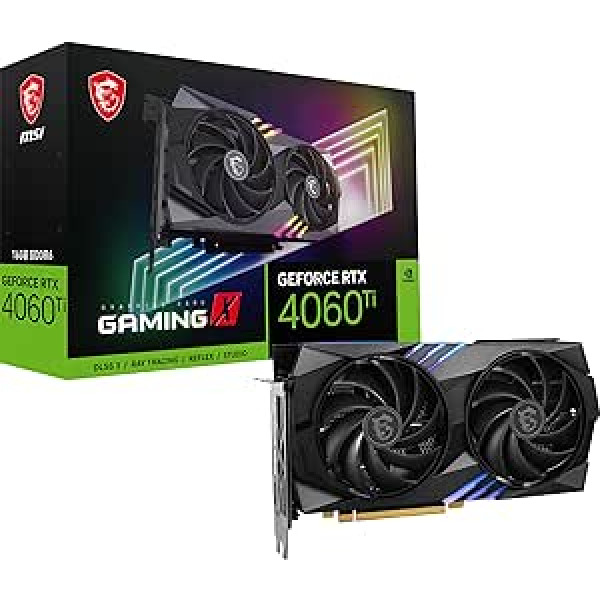 MSI GeForce RTX 4060 Ti Gaming X 16G grafiskā karte — NVIDIA RTX 4060 Ti, 16 GB GDDR6 atmiņa, 18 Gbps, PCIe 4.0, Twin Frozr 9, RGB, DLSS3