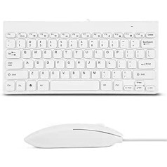 VBESTLIFE Ultra Thin USB Wired Keyboard, Optical Mouse Mice Set Combo for PC Laptop (White)