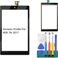 Skārienekrāna ciparu pārveidotājs Amazon Kindle Fire HD8 7. 2017. gada ekrāna nomaiņai HD 8 SX034QT skārienjutīgā ciparu pārveidotāja sensora stikla komplekti (melns pieskāriens)