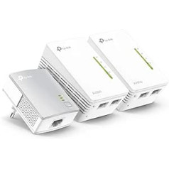 TP-Link TL-WPA4220 TKIT Powerline Kit AV600Mbps un WiFi 300Mbps, Homeplug AV2, Ethernet porti, Plug & Play, Advanced Powerline Technology, 3 pakotnes, Paplašiniet WiFi diapazonu