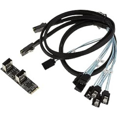 KALEA-INFORMATIQUE M.2 karte 8 pieslēgvietas SATA 3.0 6Gbps M2 porta tipam PCIe 3.0 M Key vai B+M ar mikroshēmojumu JMB585 JMB575 — ar MiniSAS kabeļiem SFF-8087