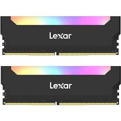 Lexar Hades RGB DDR4 RAM 32GB komplekts (16GBx2) 3600 MHz, DRAM 288-Pin U-DIMM galddatora atmiņa, LED apgaismojums datorspēļu DRAM, JEDEC/XMP 2.0 augstas veiktspējas atmiņa (LD4BU016G-R3600ADLH)