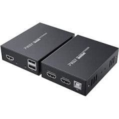 PW-HT225HK HDMI KVM USB Extender 165ft/50m Transmission via Single Cat5e/6/7 Full HD 1080P Support 3D EDID Loop Out