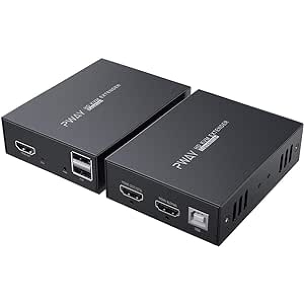 PW-HT225HK HDMI KVM USB Extender 165ft/50m Transmission via Single Cat5e/6/7 Full HD 1080P Support 3D EDID Loop Out