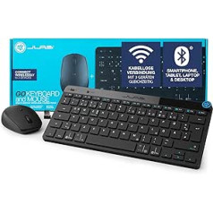 JLab Go Bundle bezvadu tastatūras peles komplekts — Bluetooth pele un maza tastatūra ar 2,4 GHz radio, vairāku ierīču bezvadu tastatūru un peli Mac/personālajam datoram/planšetdatoram/iPad/klēpjdatoram/Android