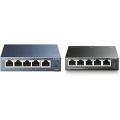 TP-Link TL-SG105 5 portu Gigabit tīkla slēdža komplekts ar TP-Link TL-SG1005P 5 portu Gigabit LAN PoE slēdzi ar 4 PoE+ portiem