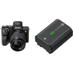 Sony α 7 IV bezspoguļu pilna kadra kamera ar 28–70 mm objektīvu, melnu un NP-FZ100 akumulatoru (InfoLITHIUM Battery Z sērija, 7,2 V/16,4 Wh (2280 mAh), saderīga ar Sony Alpha 9/7RM4/7RM3/7M ) Melns