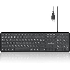 Perixx 11725 PERIBOARD-210 DE vadu standarta USB tastatūra ar klusiem šķērveida struktūras taustiņiem datoram, klēpjdatoram un planšetdatoram, melna, QWERTZ