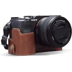 MegaGear MG1955 Ever Ready īstas ādas kameras puse futrālis ar siksnu, kas ir savietojams ar Sony Alpha 7C Brown