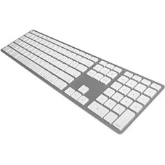 Jenimage Ergonomische Tastatur Kabellos| Dizainas Wireless Tastatur Bluetooth 1 Jahr Batterielaufzeit | Aliuminis Funktastatur | Als Mac Keyboard geeignet, sidabrinė