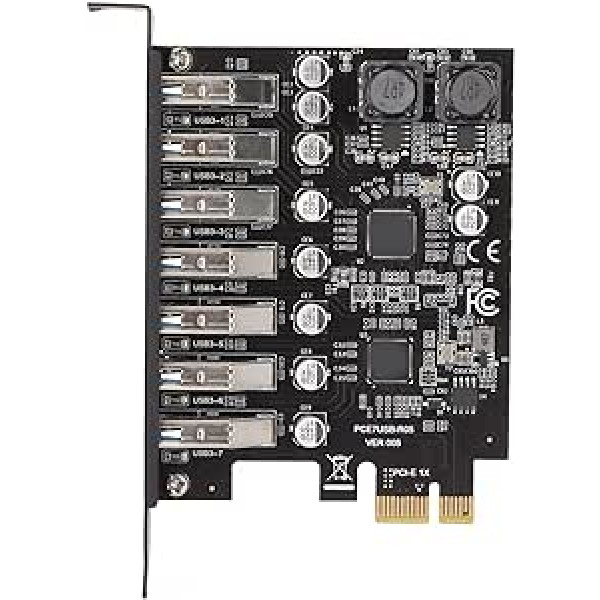 Bewinner 7 pieslēgvietas PCIE uz USB 3.2 paplašināšanas karte, USB 3.2 Superspeed 5Gbps paplašināšanas karte priekšpusē, USB PCIE paplašināšanas karte operētājsistēmai Win XP Win7 Win 8 Win 10 Win 11 Linux