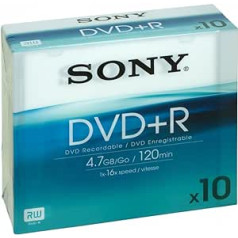 Sony 10DPR120BSL DVD+R laikmena 16x, itin plona linija, 120 minučių (10 vnt.)